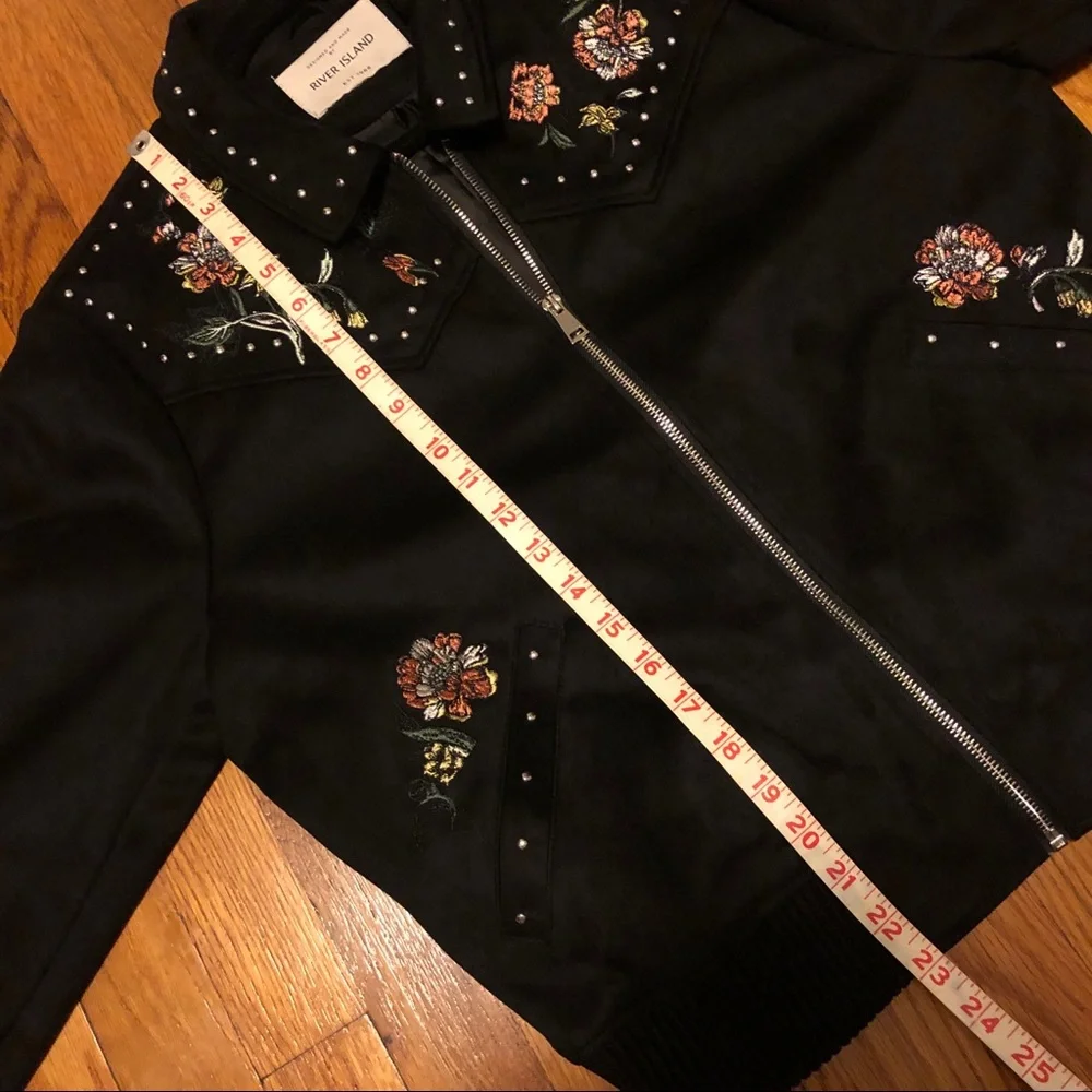 River Island embroidered suedette bomber jacket - Picture 11 of 13